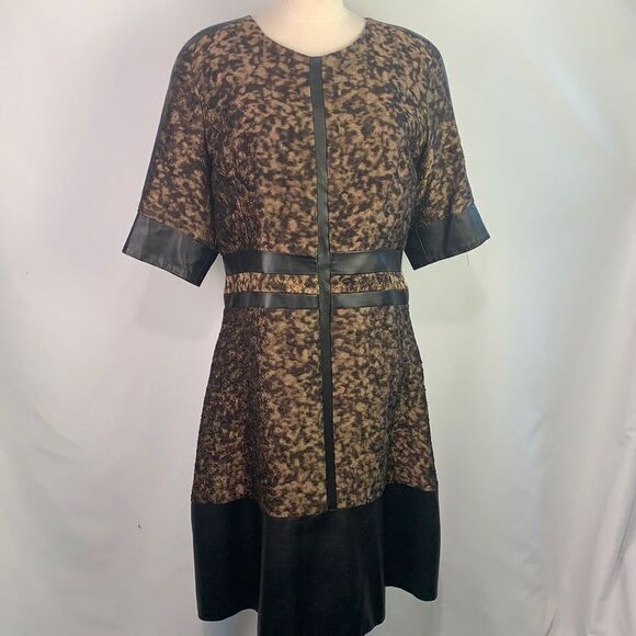 J. Mendel brown black midi dress
